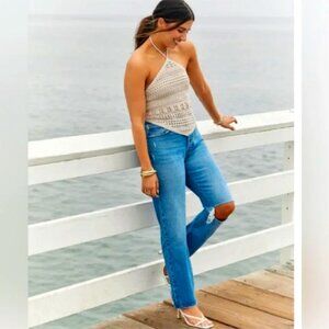 NWT Abercrombie Crochet Bandana Hem Tank- Small